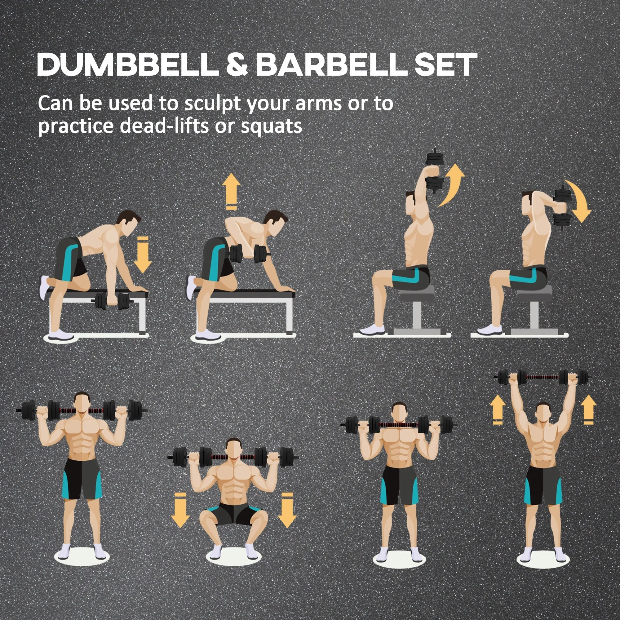 20kg Adjustable 2 IN 1 Barbell Dumbbells Weight Set for Body Fitness