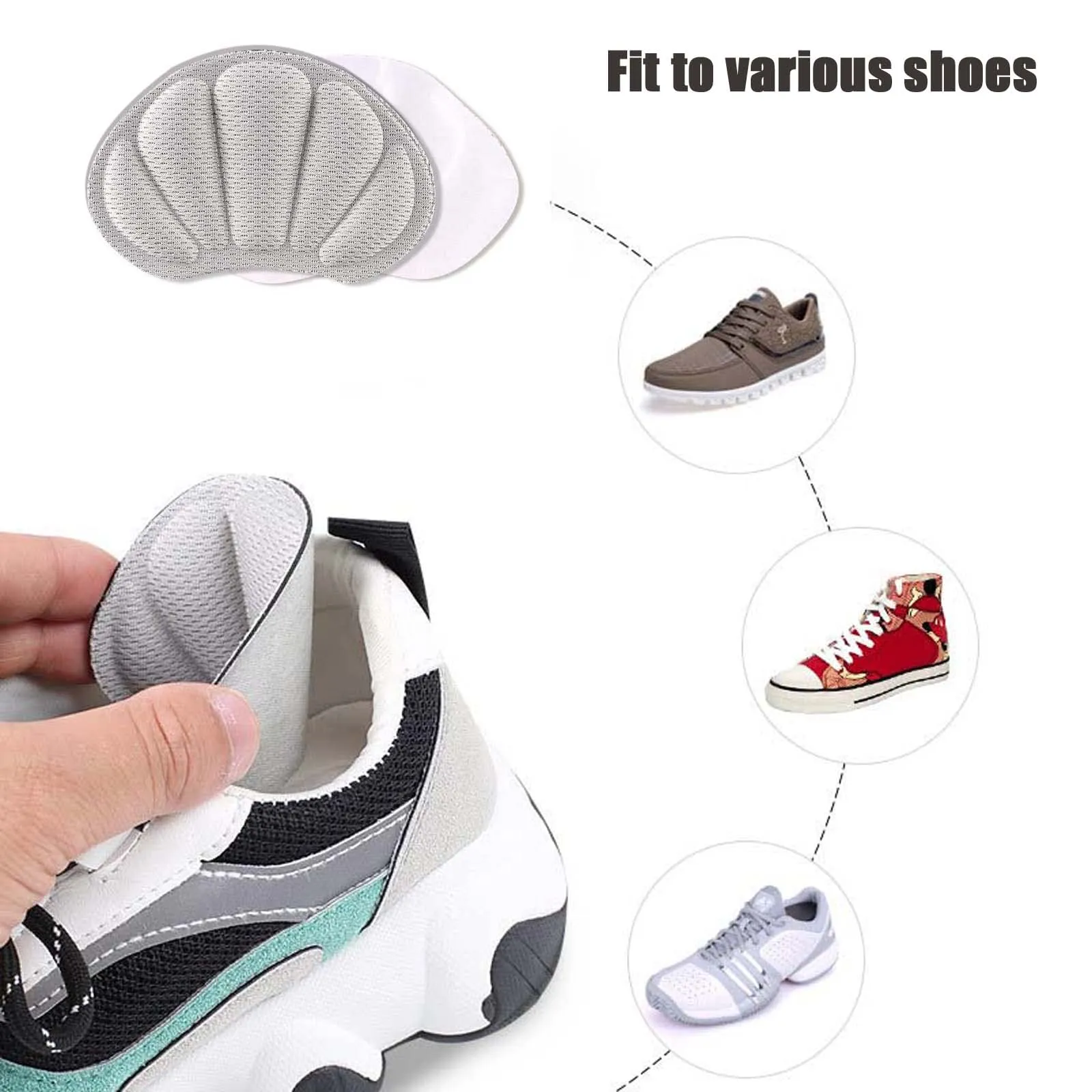 3 Pairs Shoes Cushions Pads, Soft Thick Heel Grips for Loose Shoes Self-Adhesive Heel Protectors for Trainers Anti Slip Shoes Pads Shoes Inserts for Women and Men