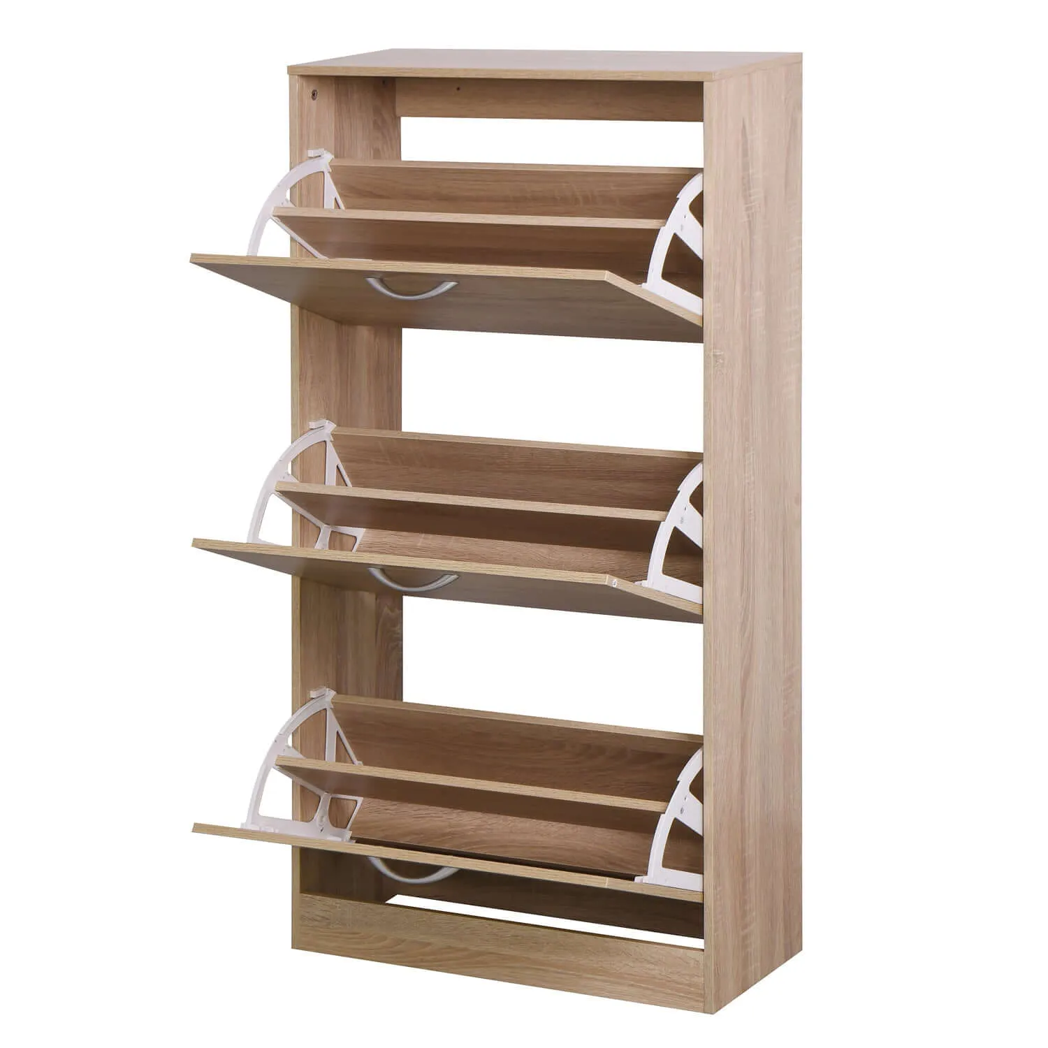 3-Tier Wood Shoe Rack Cabinet for Entryway