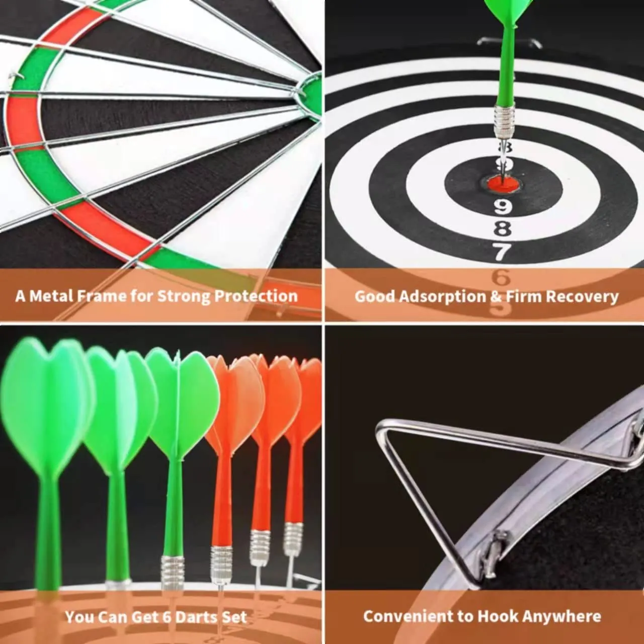 AB SALES Dart Board Game Set - 15" Double Sided Usable Dartboard with 6 Steel Tip Darts, Excellent Indoor & Outdoor Party Game, Christmas Birthday Gifts for Adults Teens Family Office Leisure Sport