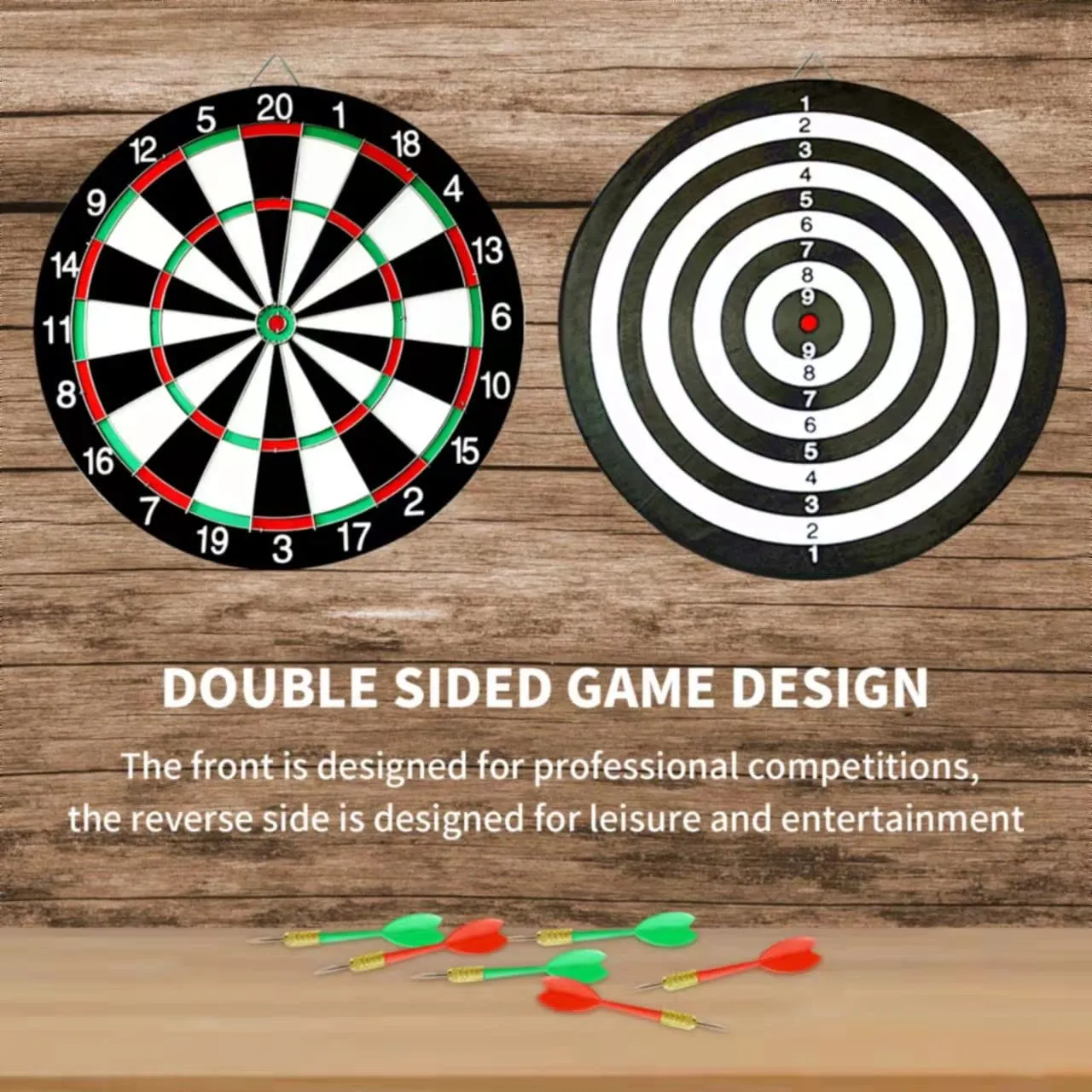 AB SALES Dart Board Game Set - 15" Double Sided Usable Dartboard with 6 Steel Tip Darts, Excellent Indoor & Outdoor Party Game, Christmas Birthday Gifts for Adults Teens Family Office Leisure Sport