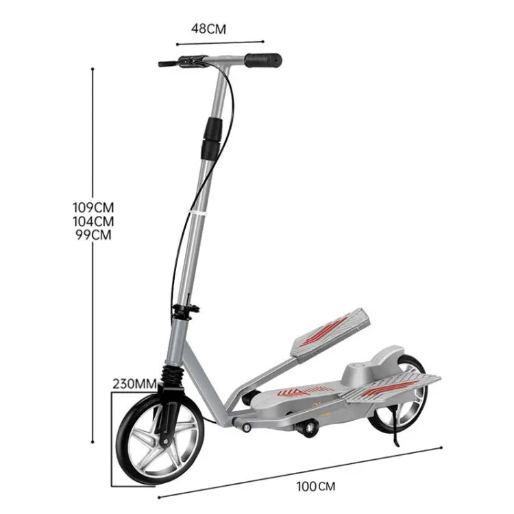 Adult Scooter Two-wheel Mobility Scooter Double Wing Pedal Bike, Model: Folding Silver