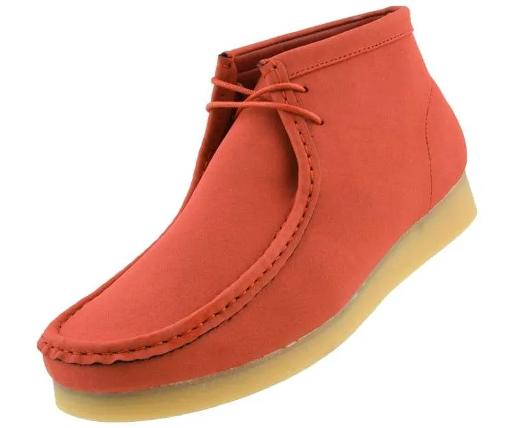 Amali Wallabee Boot Style Men's Orange Suede High Top Shoes