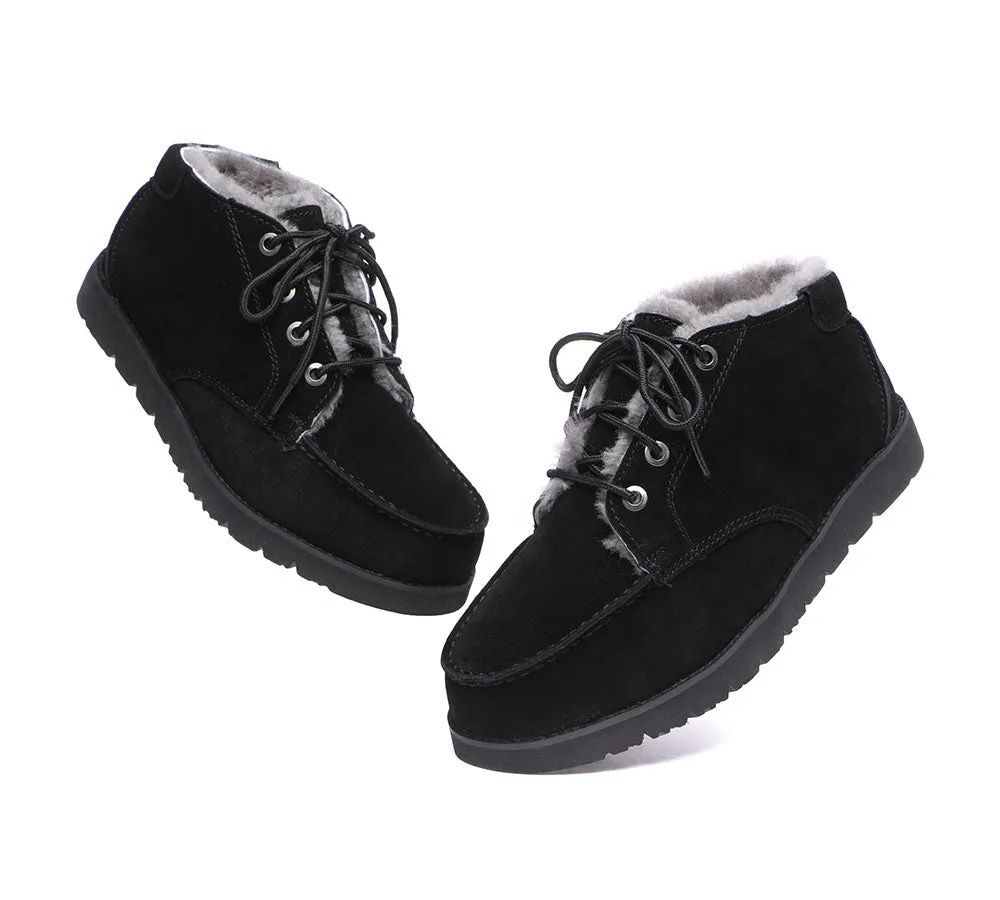 AUSTRALIAN SHEPHERD® UGG Boots Men Sheepskin Wool Lace Up Ankle Casual Ryan