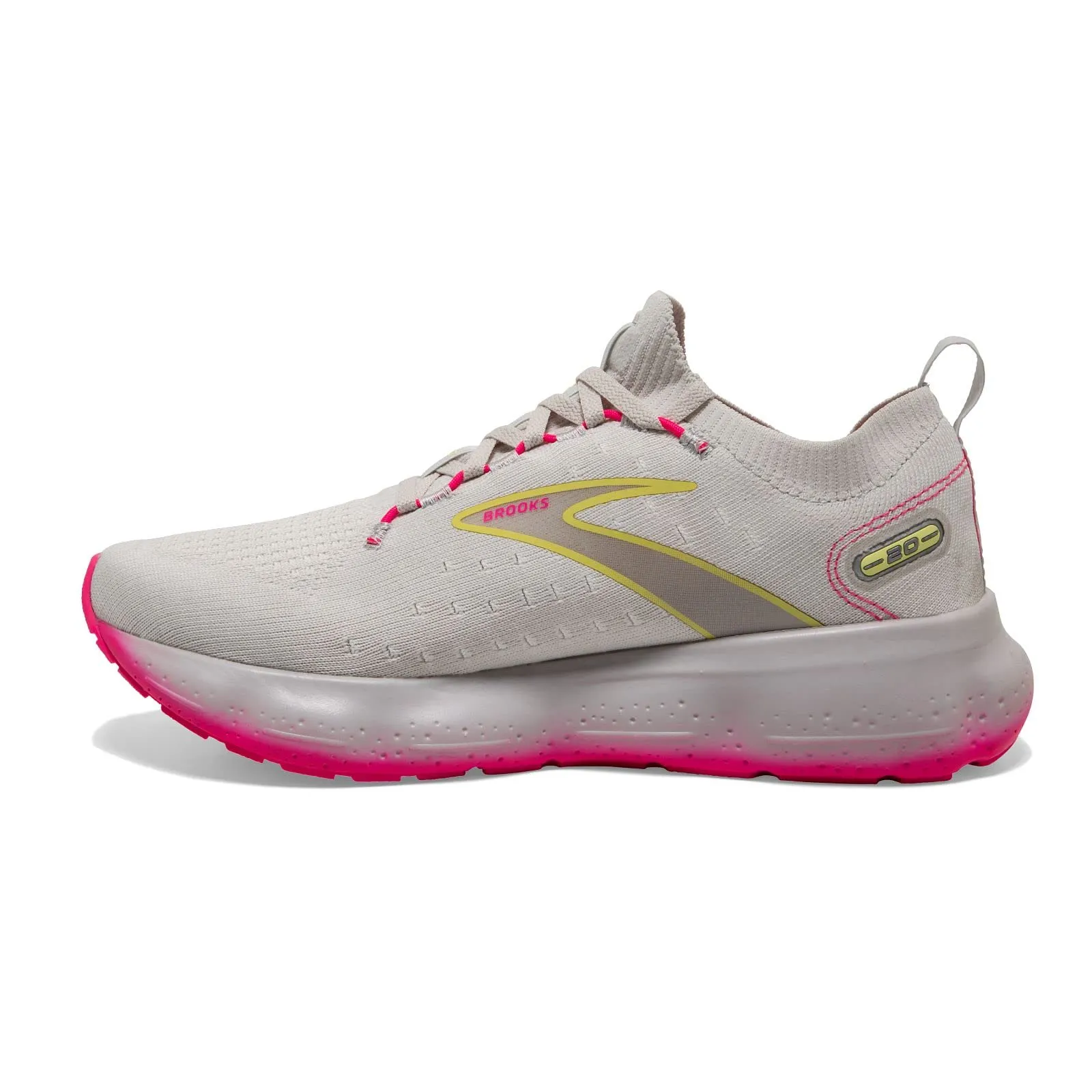 Brooks Women’s Glycerin StealthFit 20 Neutral Running Shoe - Grey/Yellow/Pink - 8 Medium