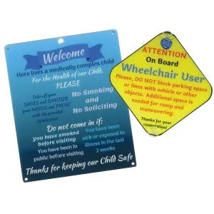 Bundle Medically Fragile Blue Design Plastic Door and Wheelchair User On Board Plastic Sign