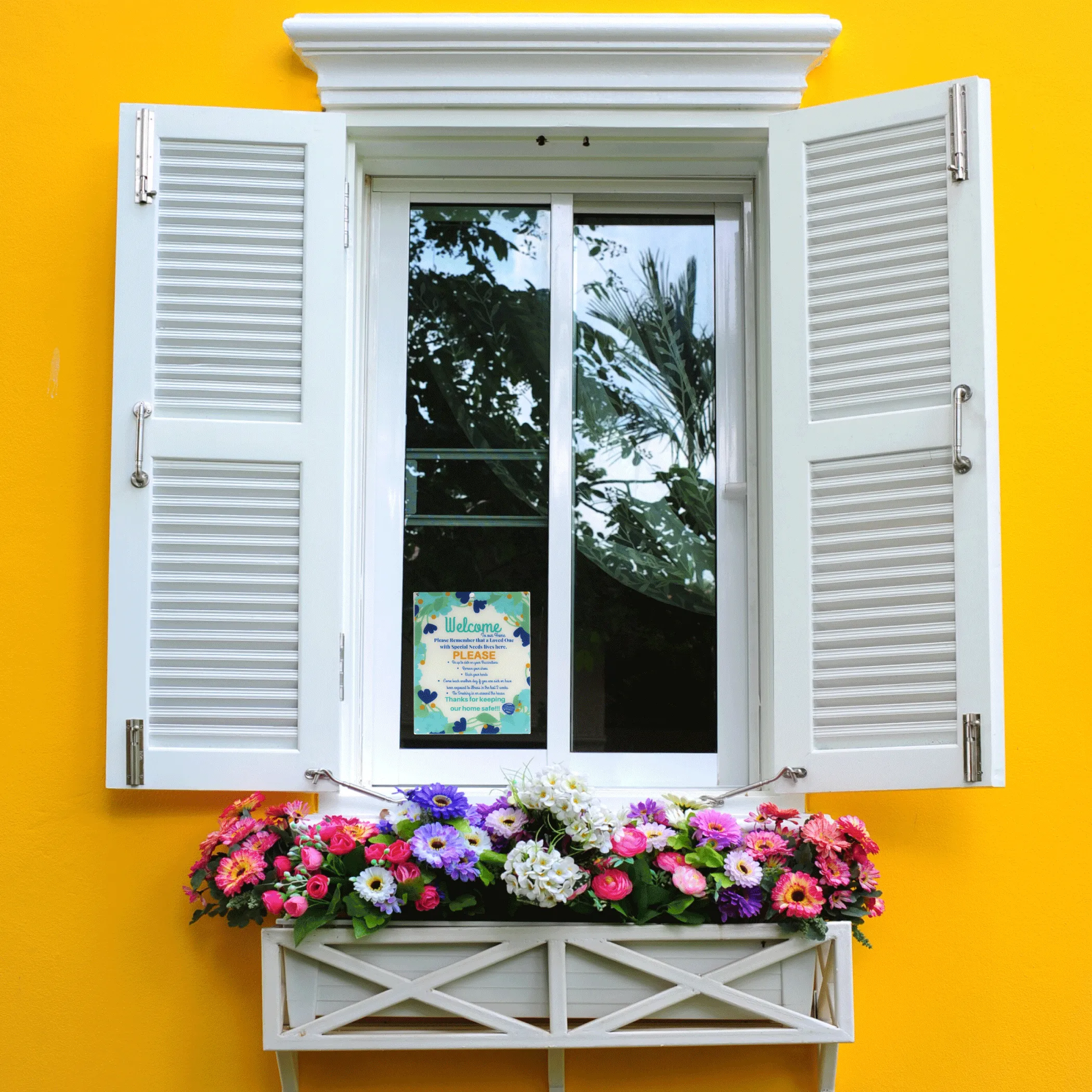 Bundle Special Needs Flower Design Plastic Door and Wheelchair User On Board Plastic Sign