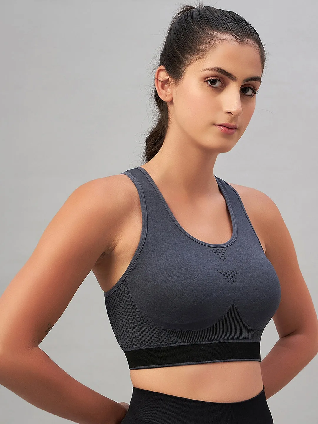 C9 AIrwear Seamless Women Brown Sports Bra - Dark Slate