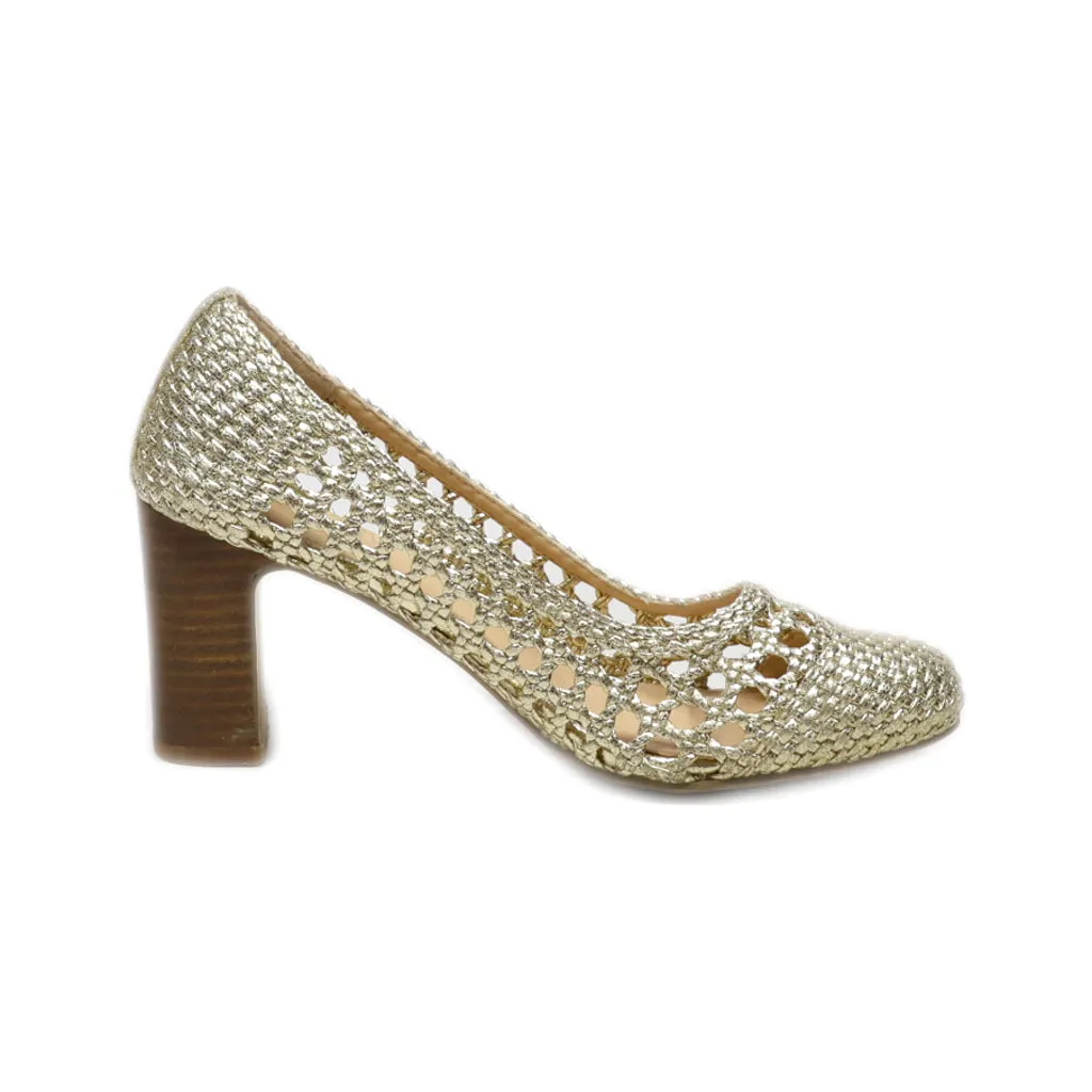 Camaieu High-Heel Shoes Fabric Gold Colour For Women