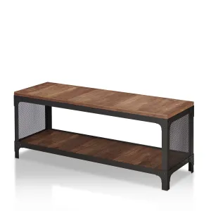 Cantoner Urban Reclaimed Oak & Metal Mesh Shoe Bench with Lower Shelf