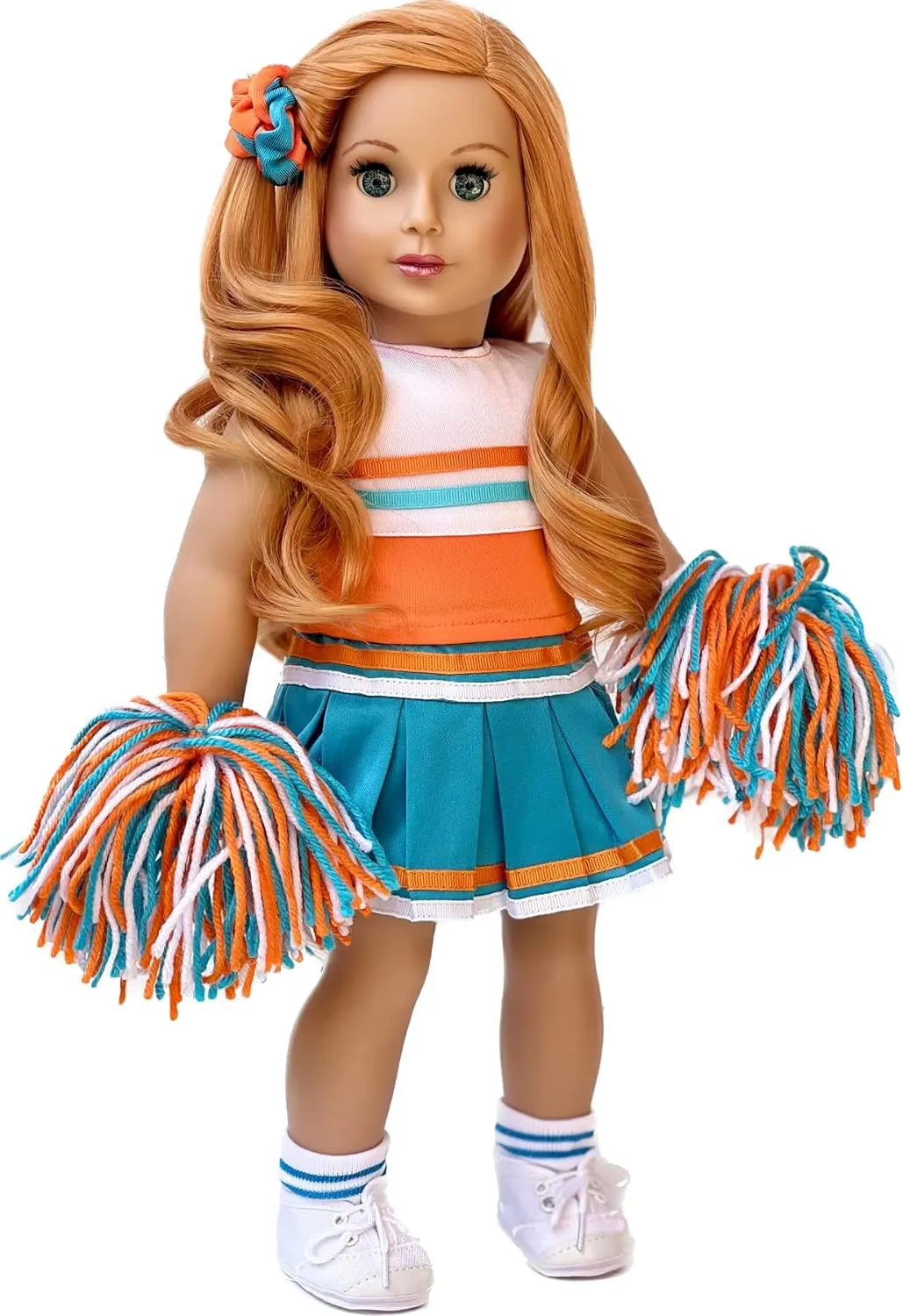 Cheerleader - Clothes for 18 inch Doll - 6 Piece Outfit - Blouse, Skirt, Headband, Pompons, Socks and Shoes