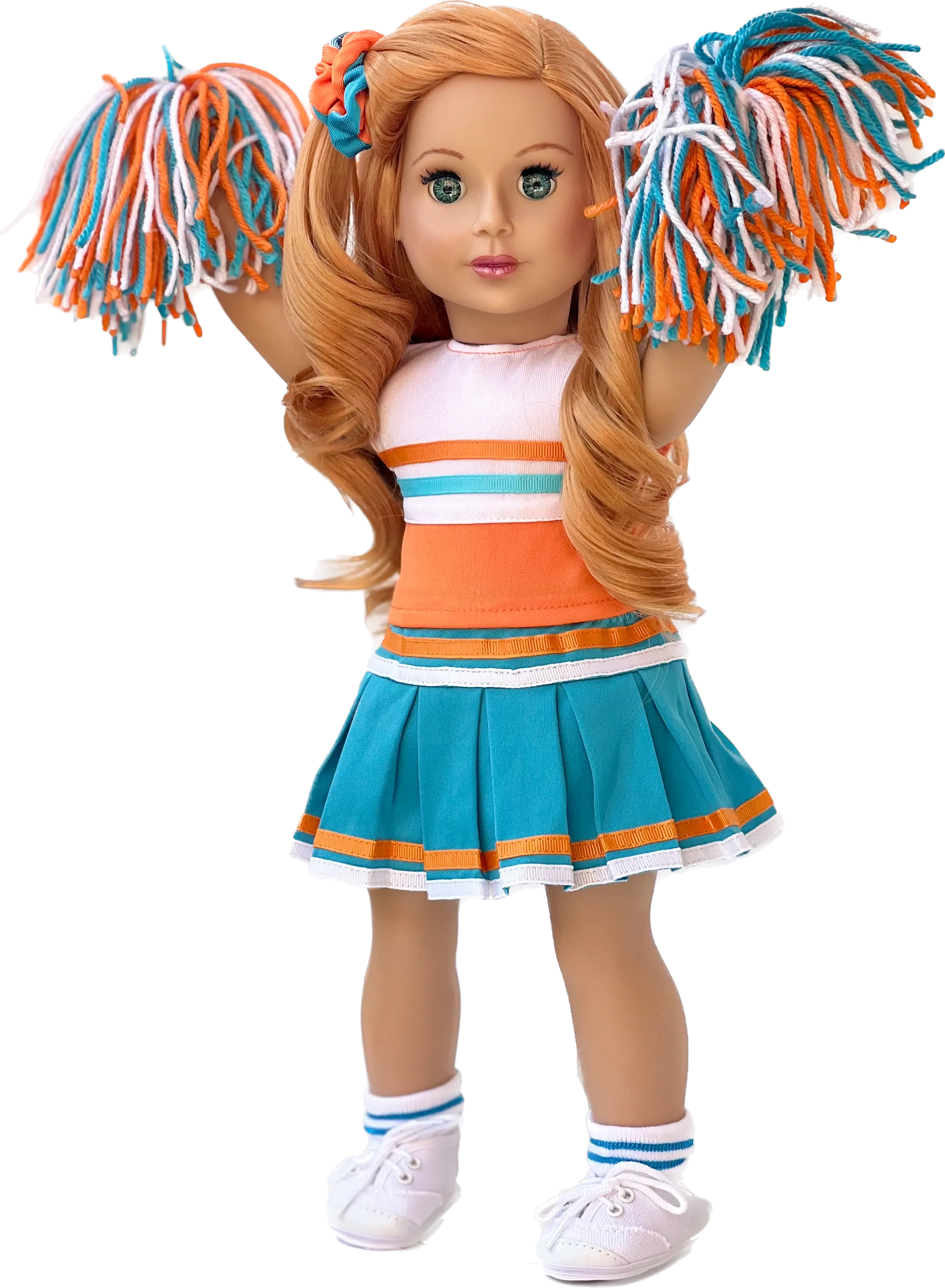 Cheerleader - Clothes for 18 inch Doll - 6 Piece Outfit - Blouse, Skirt, Headband, Pompons, Socks and Shoes