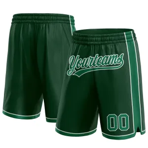 Custom Hunter Green Kelly Green-White Authentic Basketball Shorts