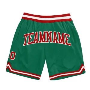 Custom Kelly Green Red-White Authentic Throwback Basketball Shorts