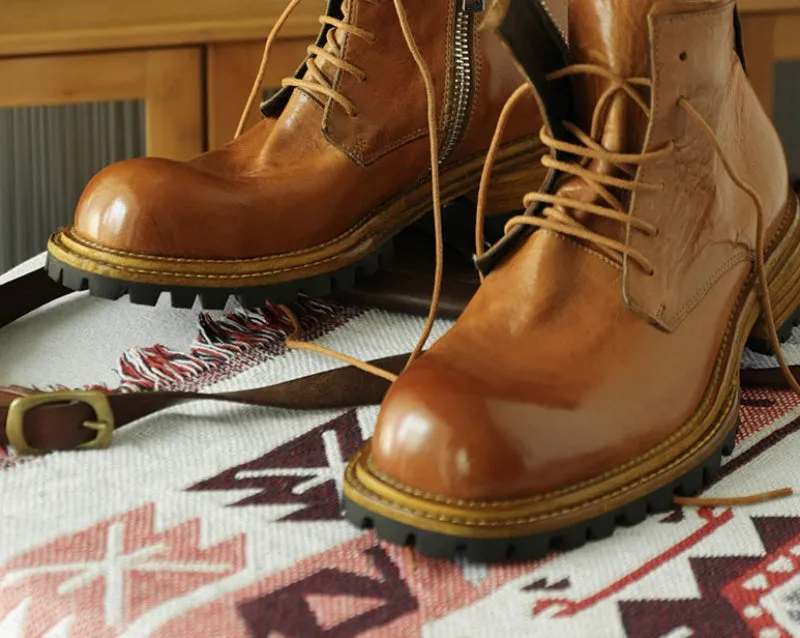 Distressed Zip Work Boots