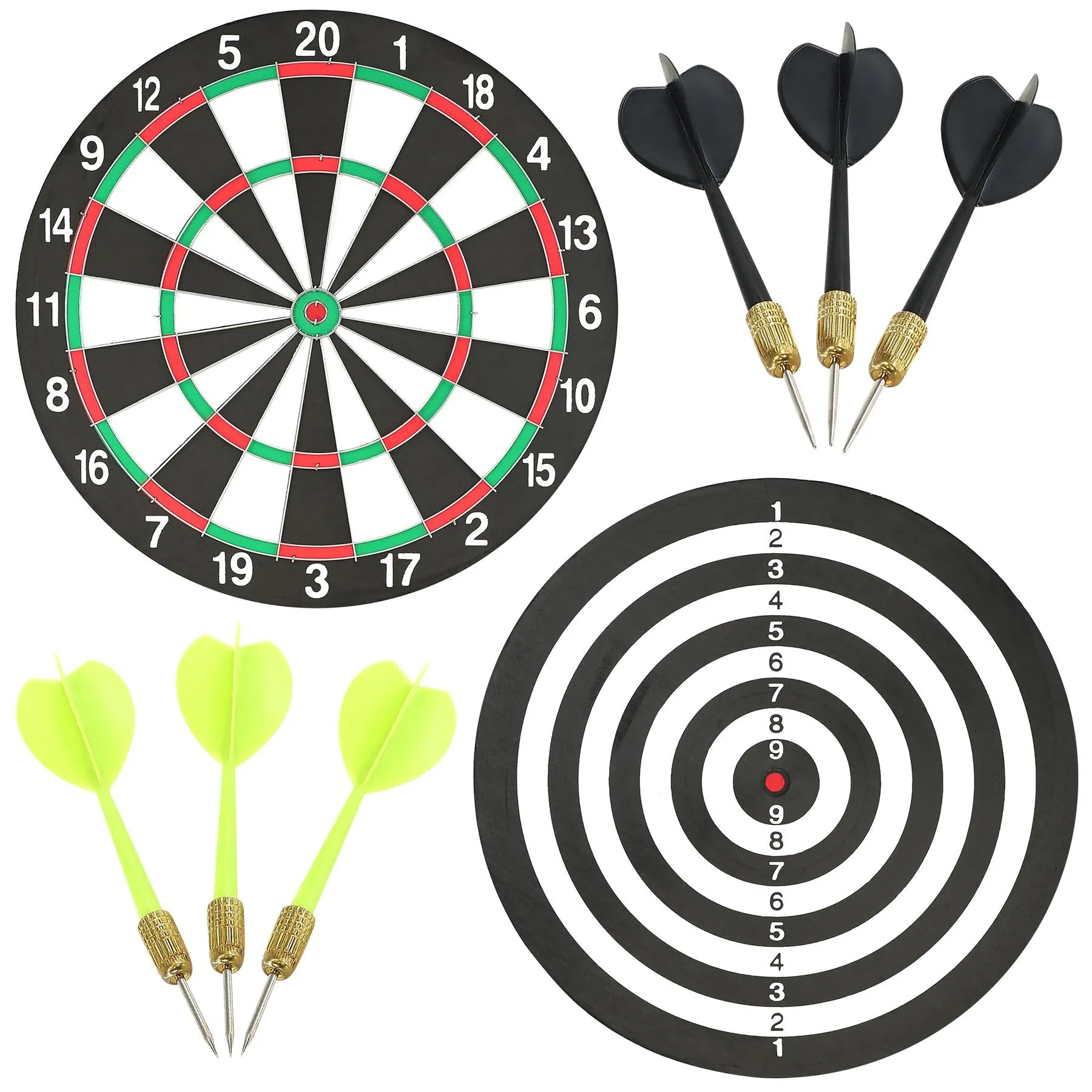 Double-Sided Dartboard with 6 Darts