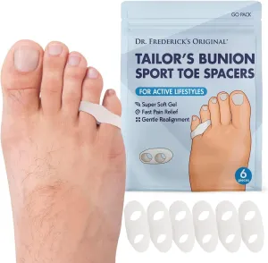 Dr. Frederick's Original Tailor's Bunion Sport Spacers - 6pcs - Soft Gel Tailor's Bunion Corrector - Pinky Toe Protection - Fast Bunionette Pain Relief for Men & Women - Prevent Toe Rubbing