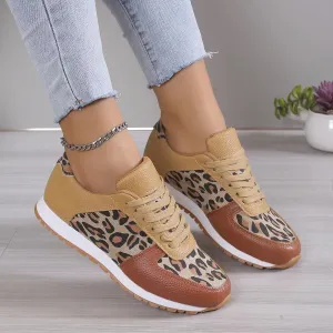 Fashion Leopard Print Lace-up Sports Shoes Sneakers