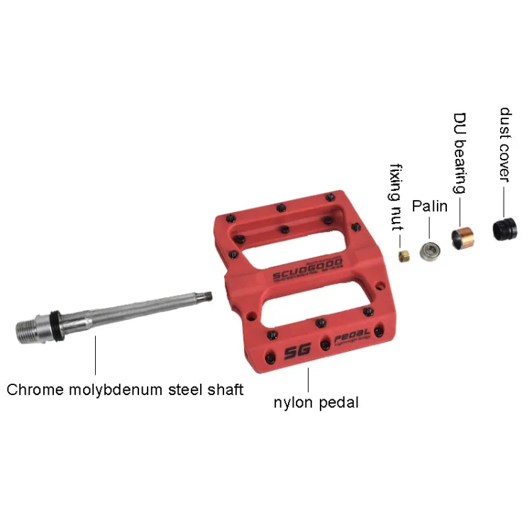 FMFXTR Mountain Bicycle Pedal Nylon Fiber Bearing Non-Slip Pedal(SG-12B Orange)