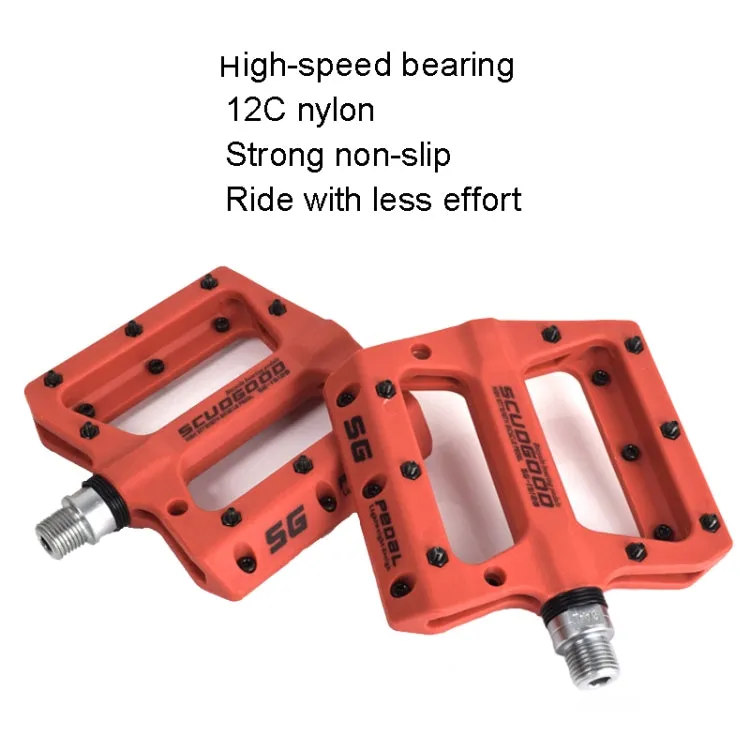 FMFXTR Mountain Bicycle Pedal Nylon Fiber Bearing Non-Slip Pedal(SG-12B Orange)