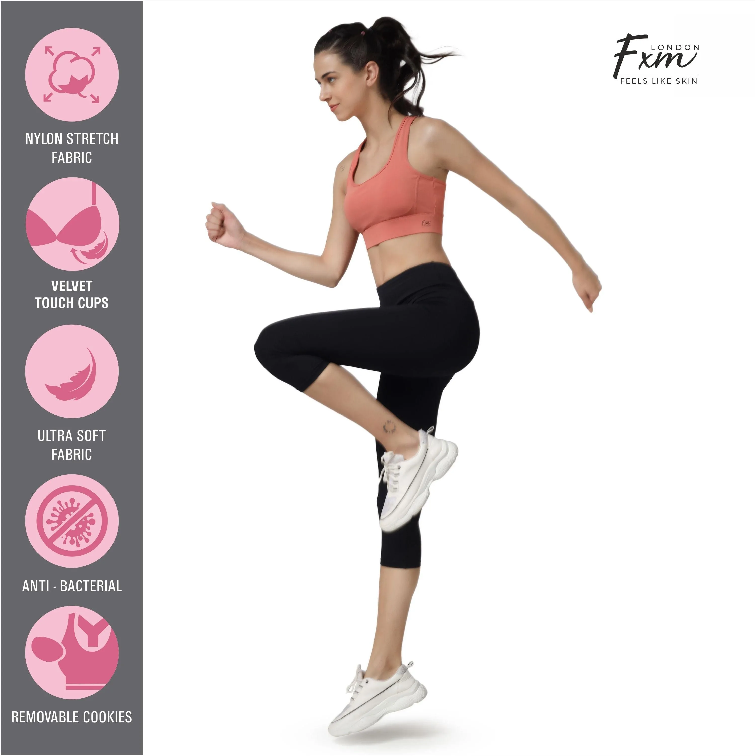 FXM Flexiwear Active Sports Bra for Women & Girls-  Gym, Yoga, Running Bra - Wireless, Zero Bounce Extra Support NY-S0019