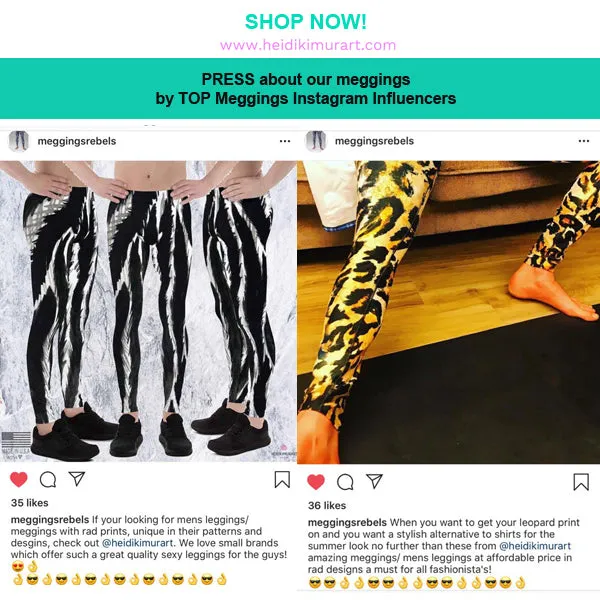 Green Tiger Stripe Men's Leggings, Tiger Animal Print Sexy Meggings Tights-Made in USA/EU