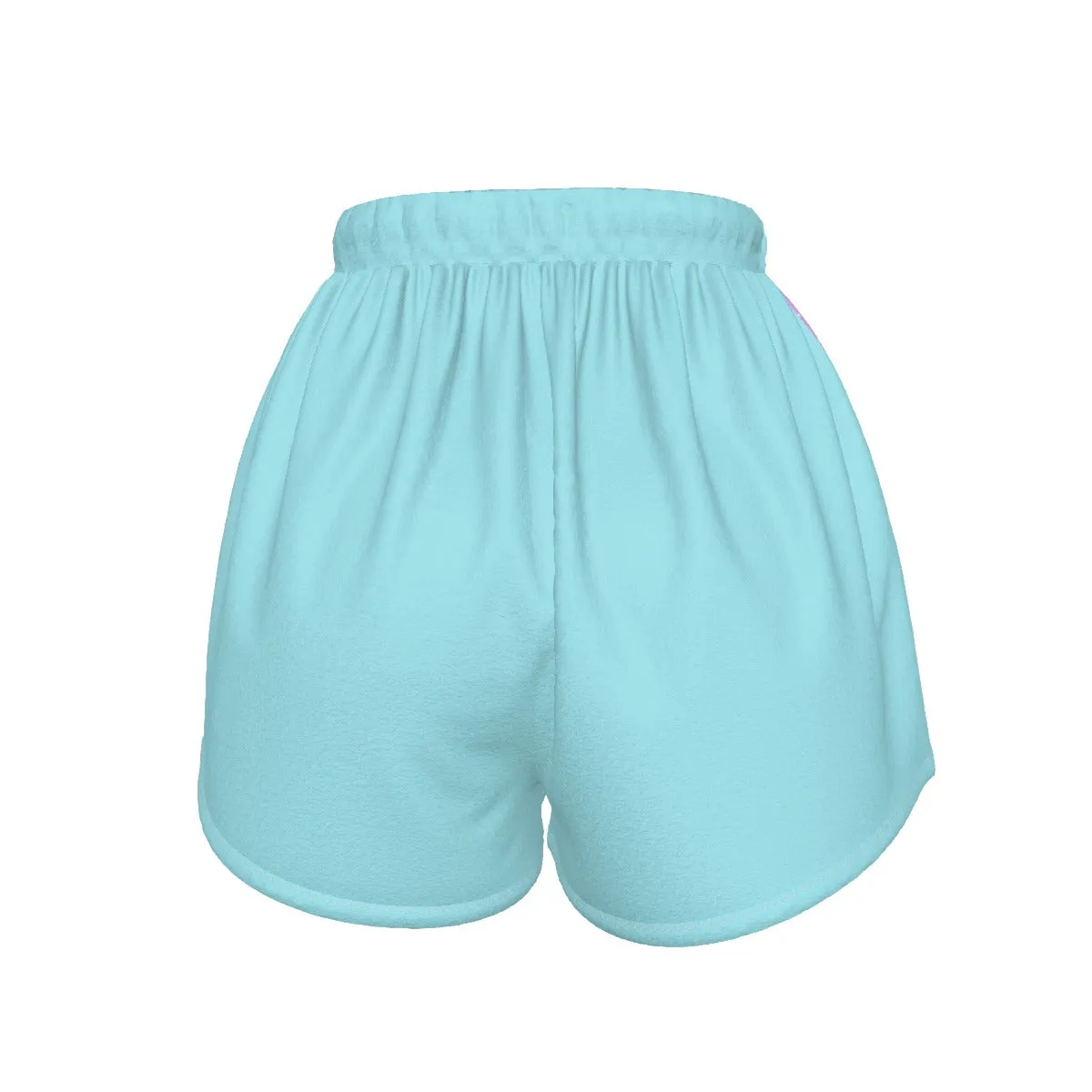 Happy Rainbow Cloud Blue Women's Sports Shorts