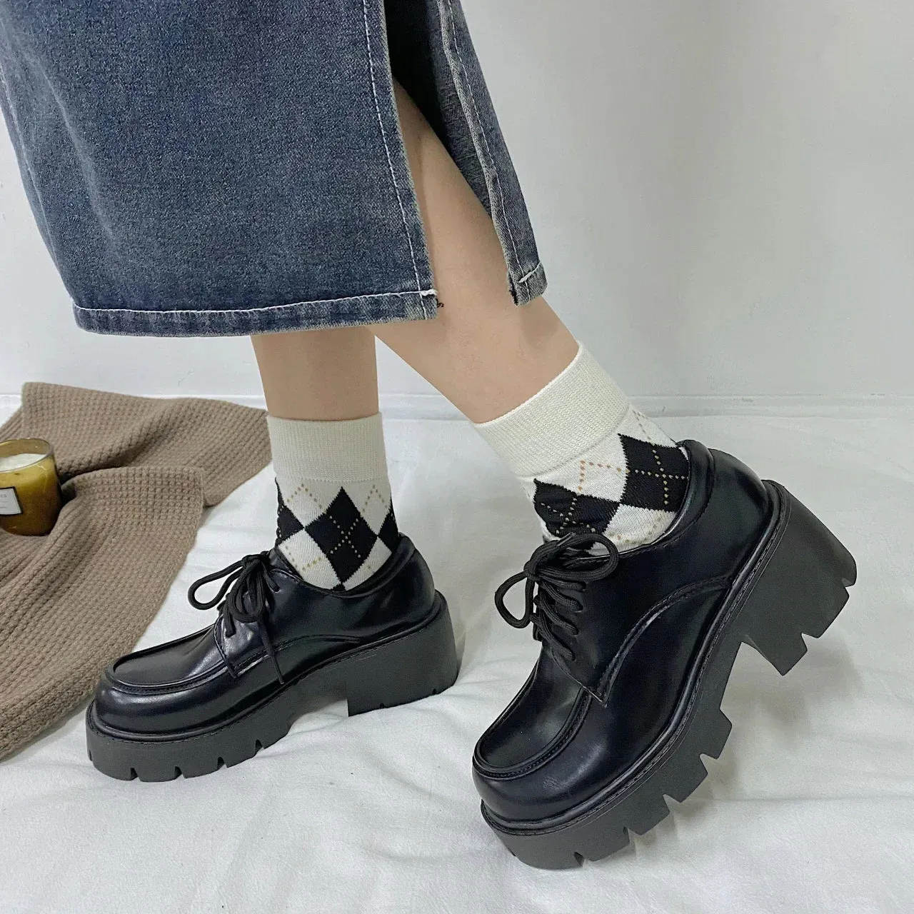 Hnzxzm Japanese School Uniform Jk Student Shoes Girls Women Kawaii Lolita Soft Sister Round Toe Platform low Heel shoes Mary Jane Shoes