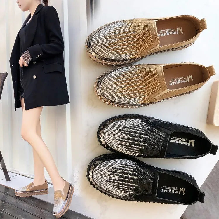 kamames Flat-Soled Casual Shoes 2023 Spring New Round Head Set Foot Breathable Single Shoes Ins Fashion Korean Version Comfortable Board Shoes