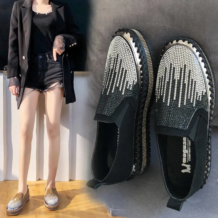 kamames Flat-Soled Casual Shoes 2023 Spring New Round Head Set Foot Breathable Single Shoes Ins Fashion Korean Version Comfortable Board Shoes