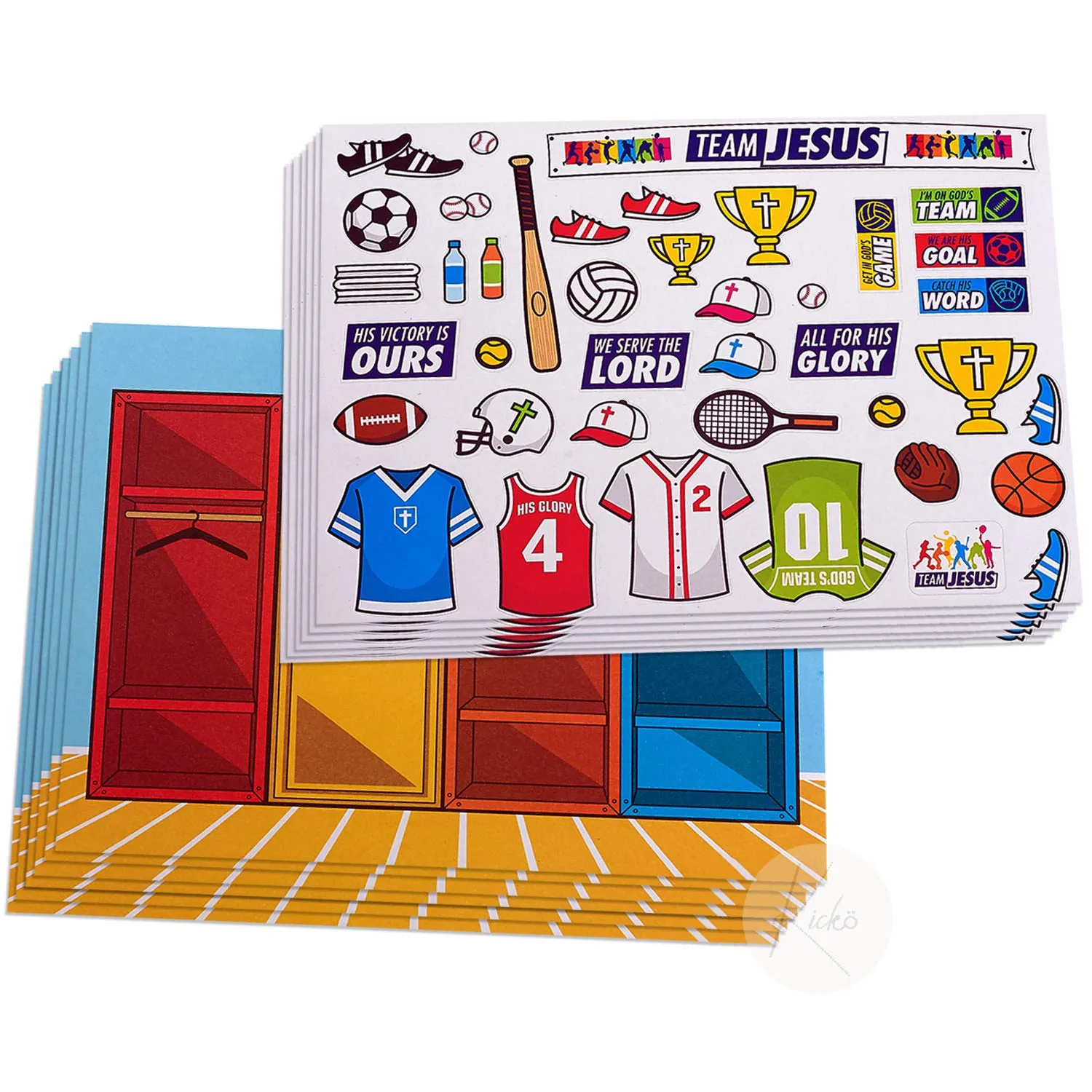 Kicko Make a Sports Sticker Scene - Set of 12 Sports-Themed Stickers for Birthday Treat