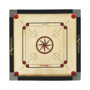 KOXTONS -Carrom Board Medium Size, 1.5" Border (Economy) with Stricker & Accessories, All Ages, Brown