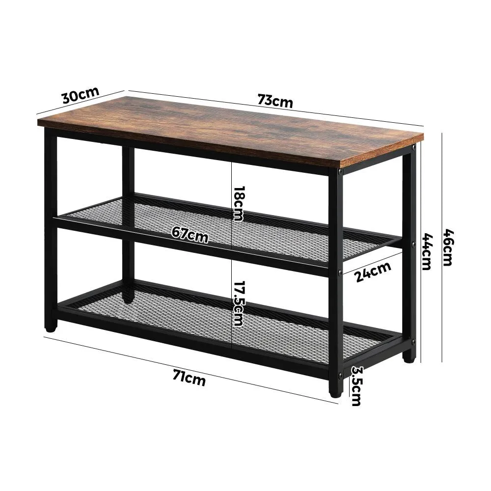 Laz Shoe Cabinet Bench Shoes Rack Shelf Storage 3-Tier Industrial Furniture