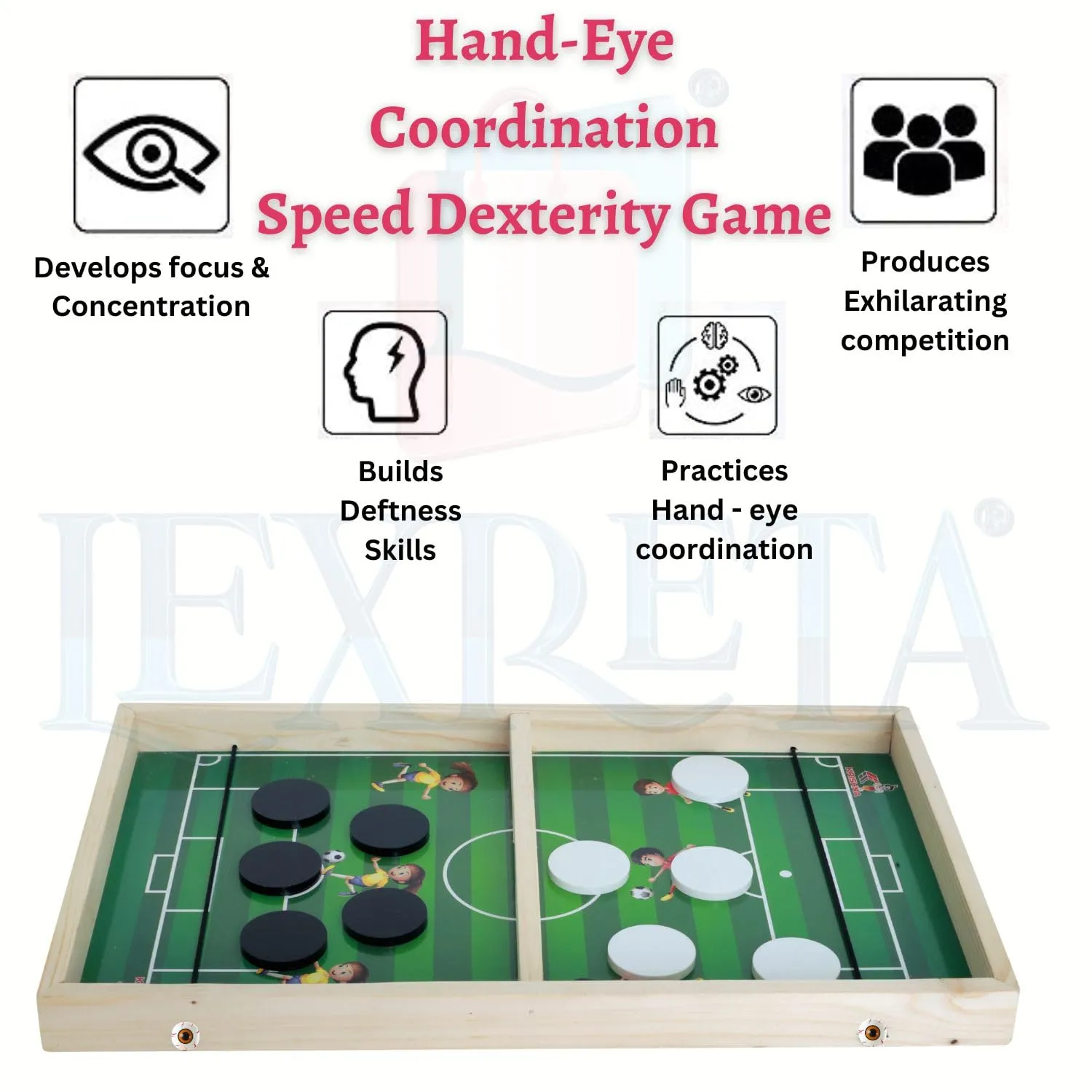 Lexreta® Fastest Finger First Wooden String Hockey Game | Family Board Game for Adults & Kids | Sling Puck Toy