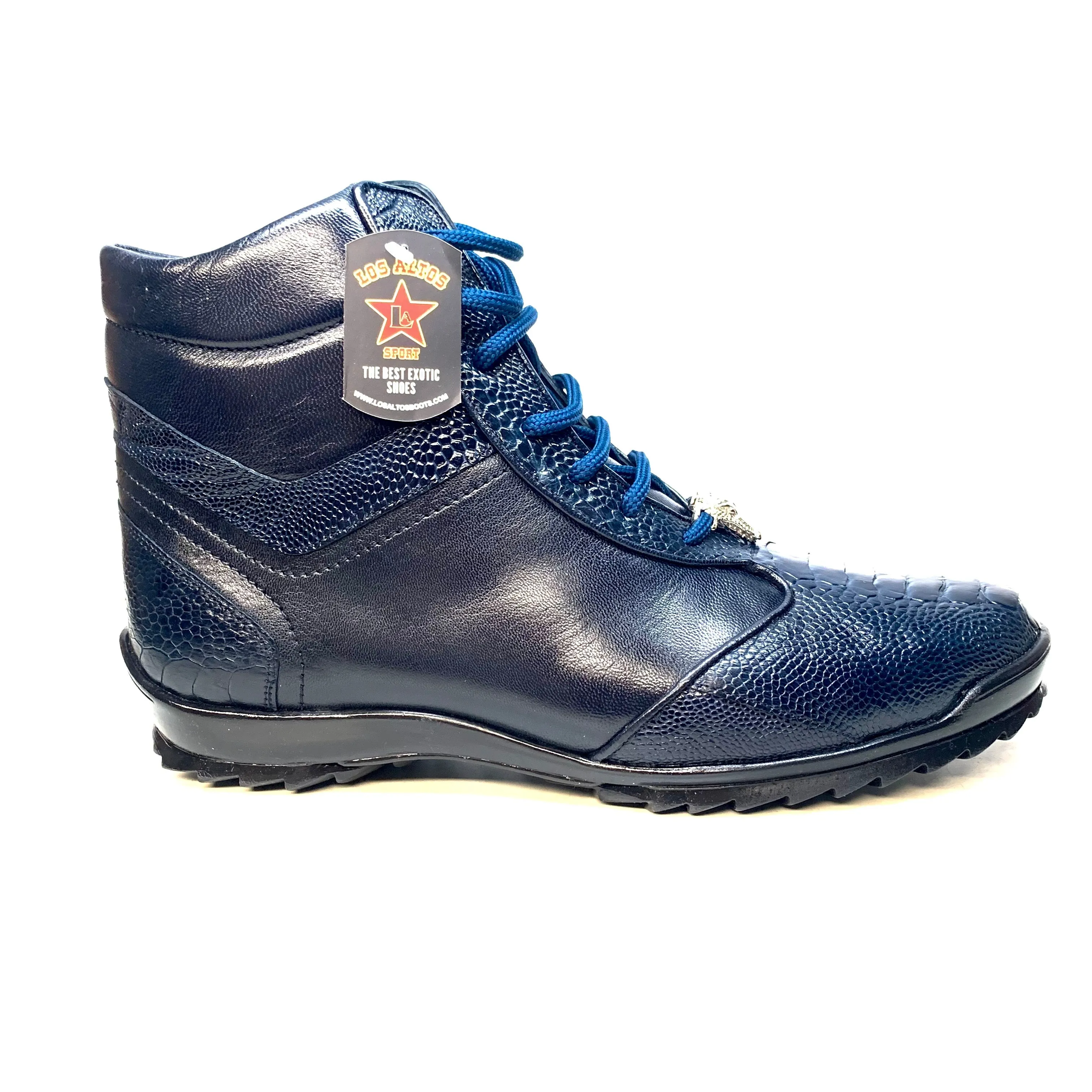 Los Altos Navy Blue Ostrich Leg High-top Sneakers