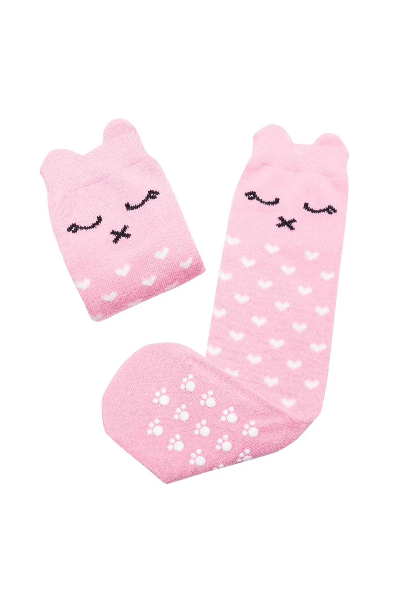 Mama's Feet Children's Knee-High Animal Socks (non-slip) - Lilly the Pink Kitty