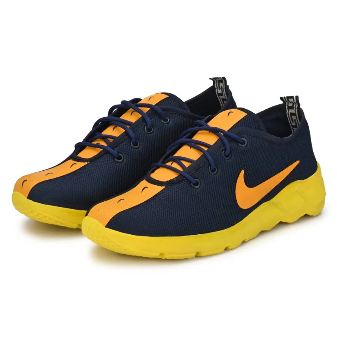 Men's Breathable Mesh Blue Yellow Running Sport Shoes