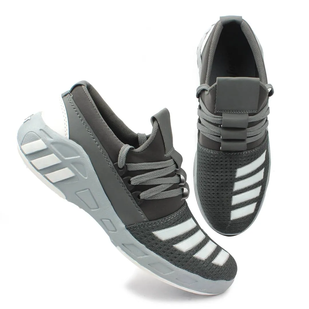 Men's Grey Synthetic Sport Sneakers