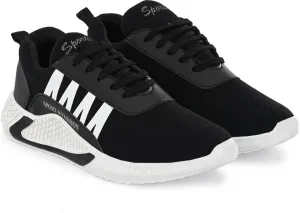 Men's Stylish and Trendy Black Self Design Mesh Casual Sneakers