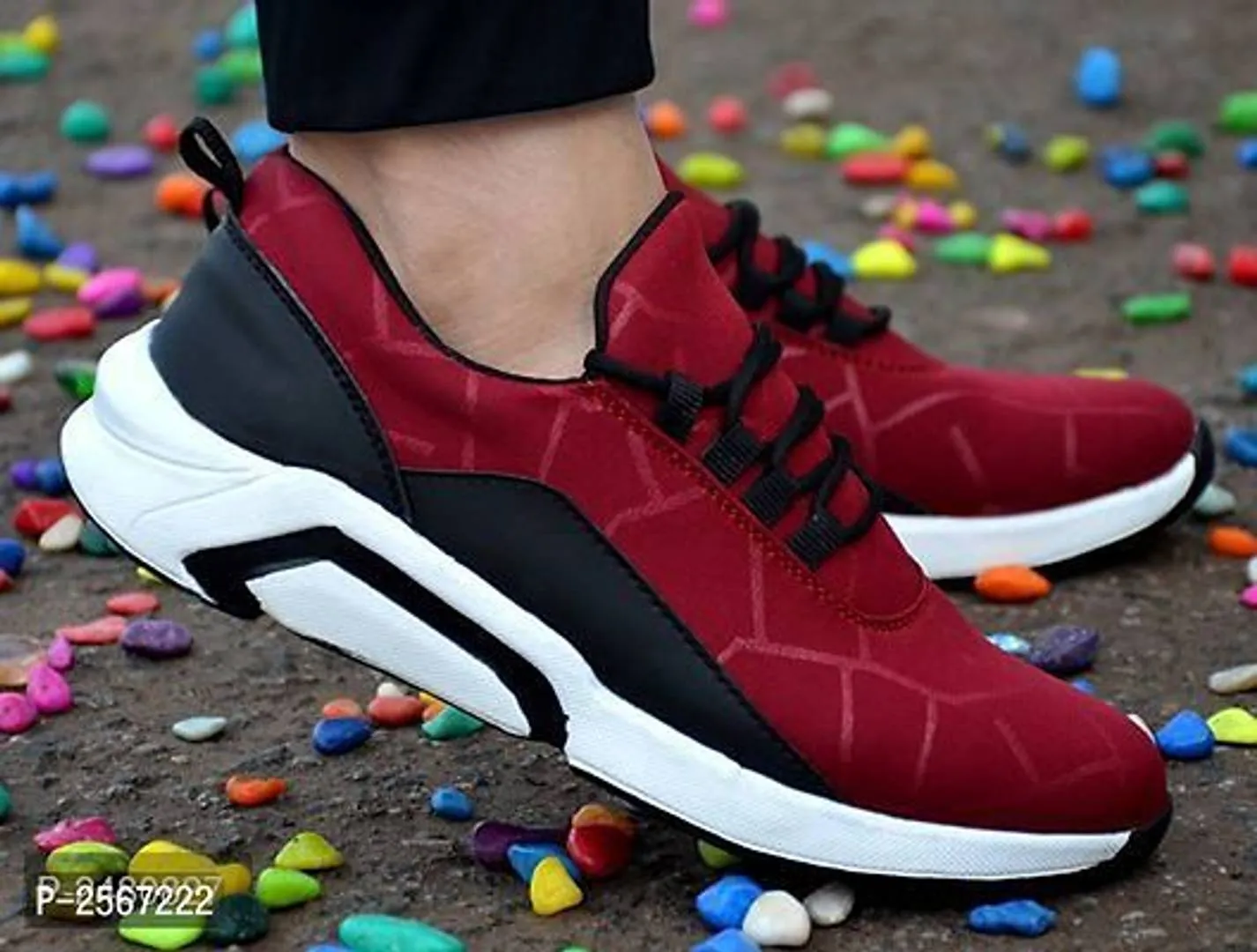 Men's Stylish and Trendy Maroon Solid Sports Shoes