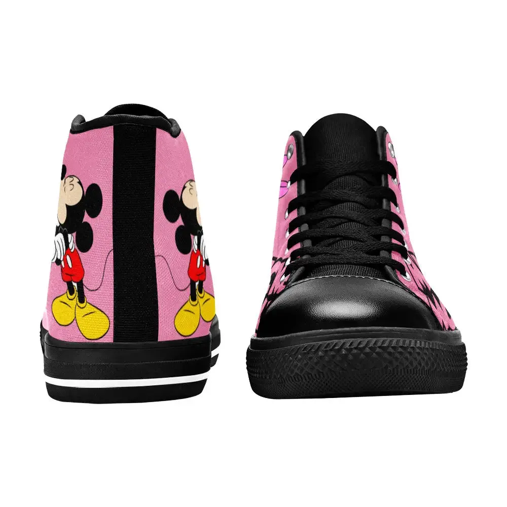 Minnie mouse and Mickey mouse Shoes High Top Sneakers for Kids and Adults