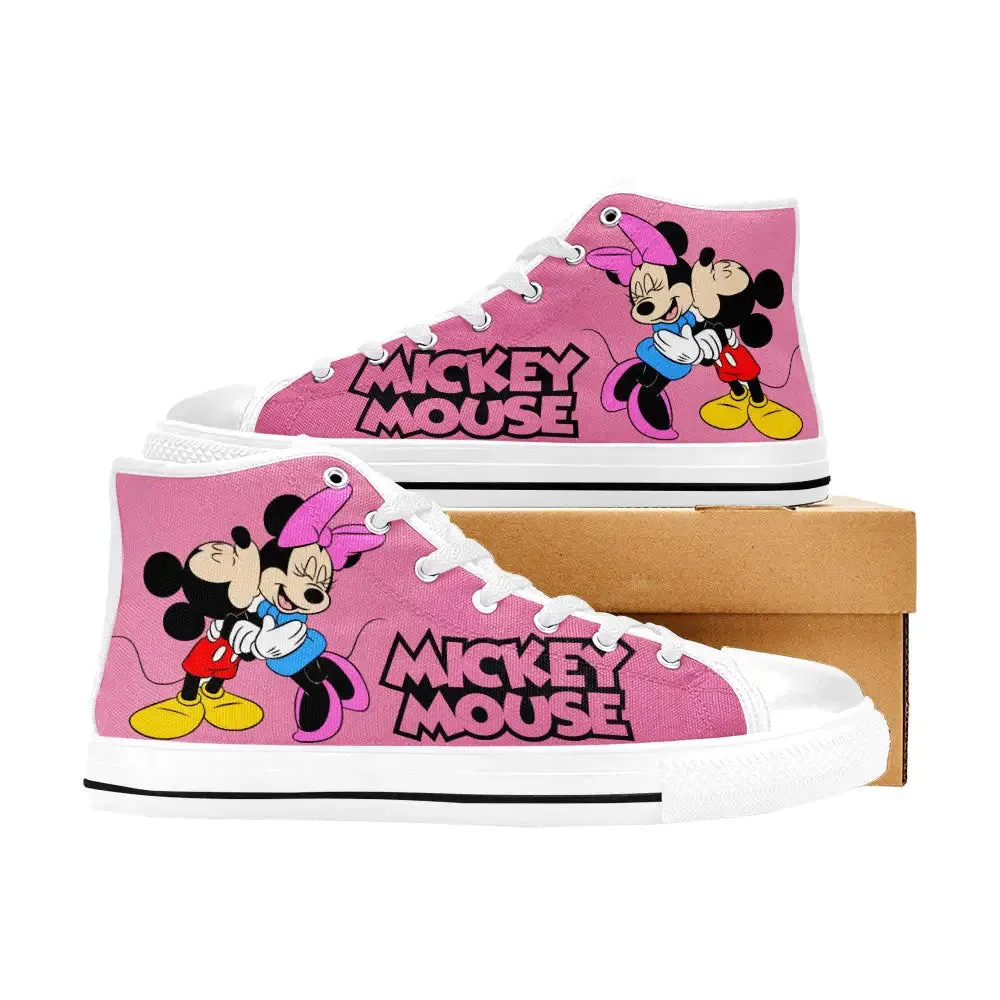 Minnie mouse and Mickey mouse Shoes High Top Sneakers for Kids and Adults