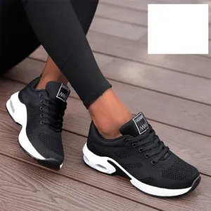 NEW Size 9 Musabela Women's Orthopedic Sports Shoes, Lightweight, Fashionable and Comfortable Sports Shoes, Casual Walking Air Cushion Shoes, Mesh Breathable Knitted Air Cushion Shoes, Black!