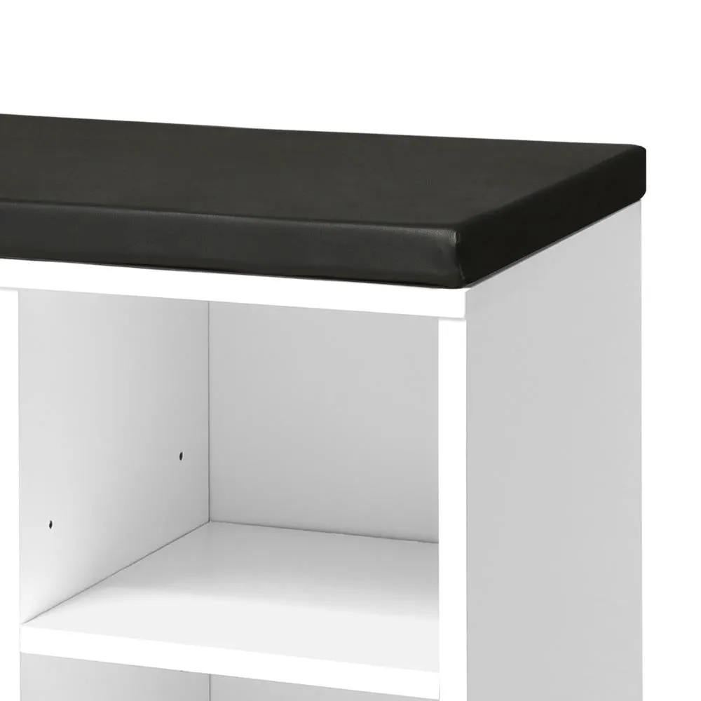 Oikiture Shoe Bench 105cm Shoe Storage Cabinet Orgaiser Rack Storage Shelf Black and White