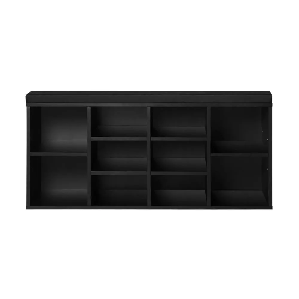 Oikiture Shoe Bench 105cm Shoe Storage Cabinet Orgaiser Rack Storage Shelf Black