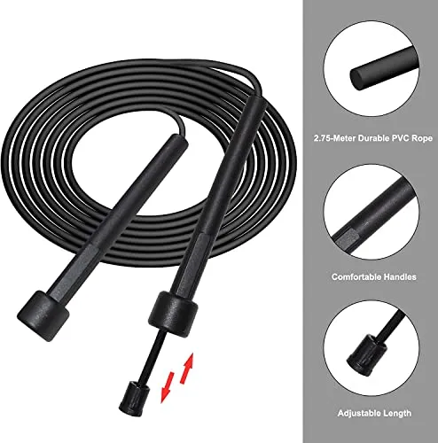 OJS Skipping Rope for Men and Women Jumping Rope With Adjustable Height Speed Skipping Rope for Exercise, Gym, Sports Fitness Adjustable Jump Rope (BLACK)