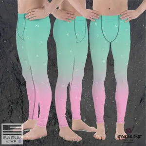 Ombre Pink Pastel Meggings, Best Designer Blue Pastel Men's Leggings Yoga Leggings - Made in USA/ MX/ EU (US Size: XS-3XL)