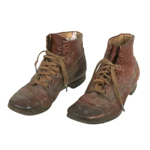 Original U.S. WWI Pair of M1912 Russet Marching Shoes - 1917 Dated - Size 7 ½