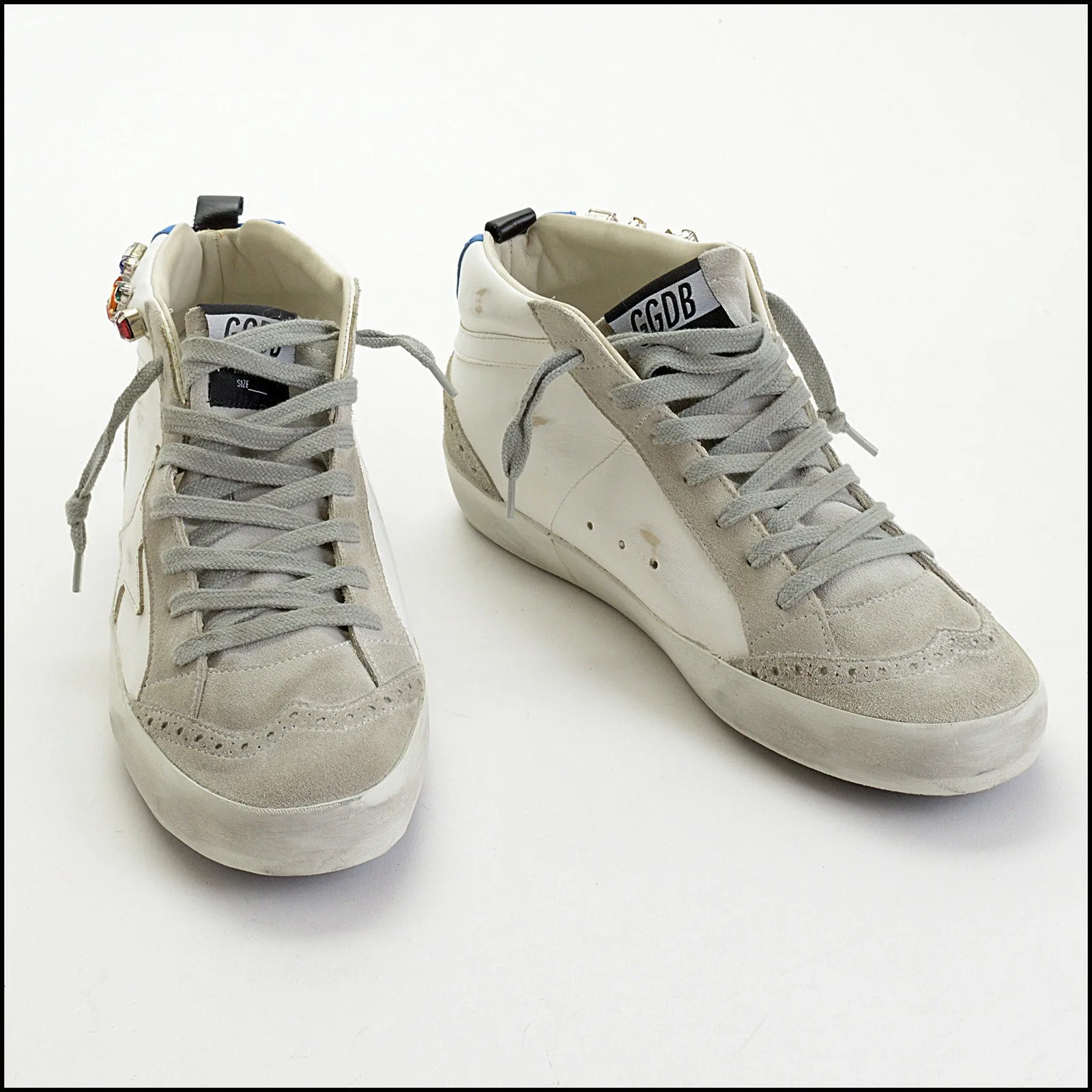 RDC14234 Authentic GOLDEN GOOSE Leather/Suede Mid Star Jewel Sneakers Size 9.5