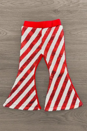 Red & White Striped Sequin Bell Bottoms